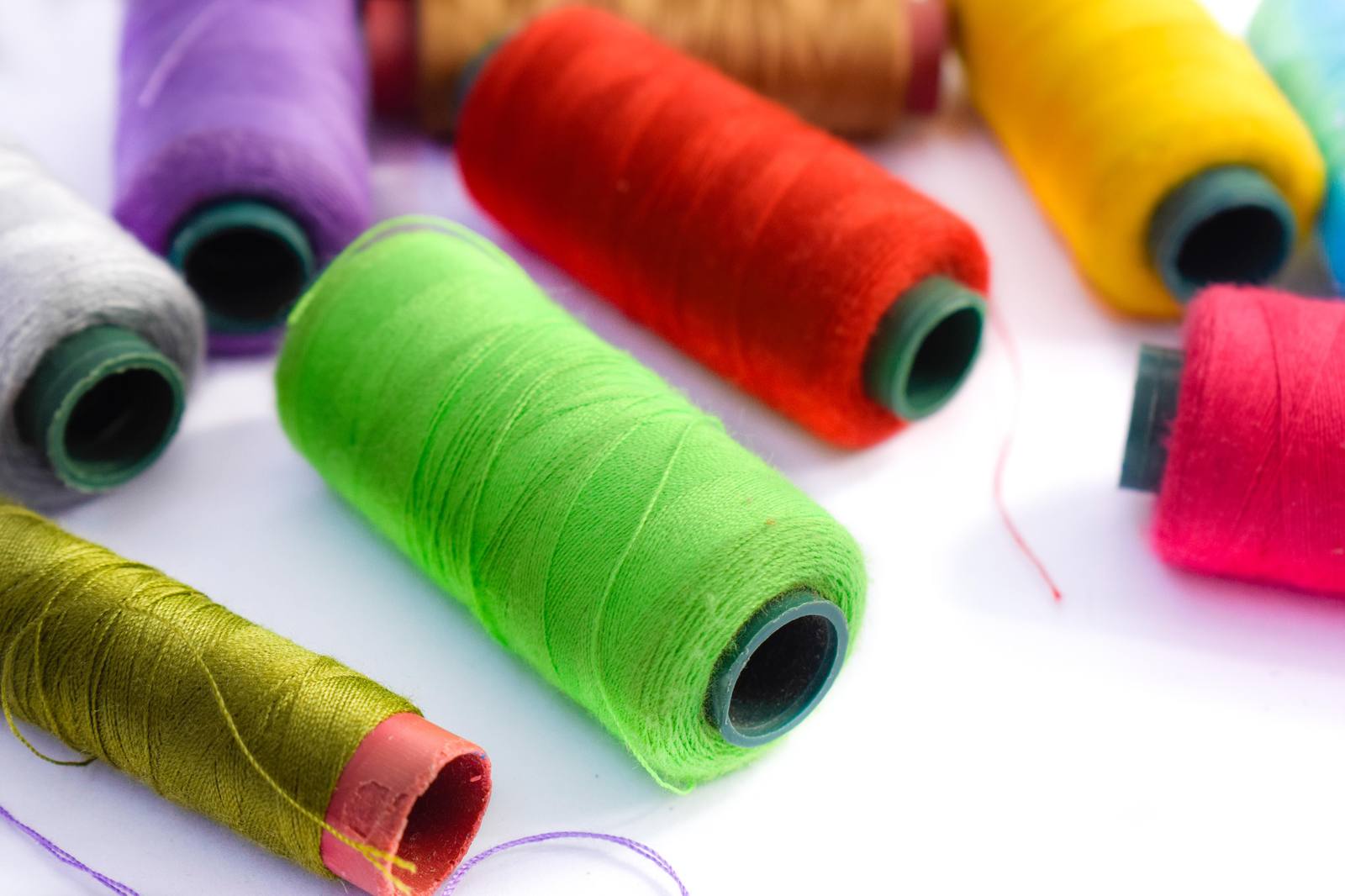 Colorful embroidery thread spools